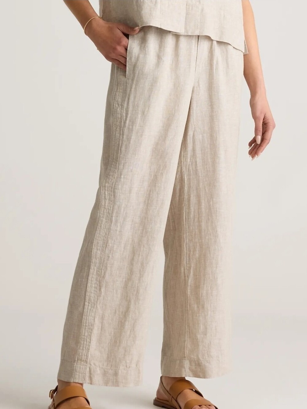 Quince Linen Wide-Leg Pants in Light Beige